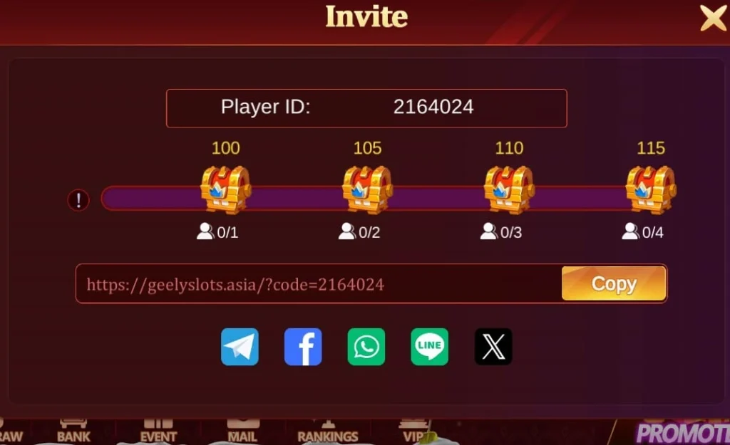 Geely Slots Game APK invitation benefits